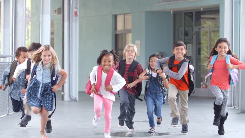 Children running outside